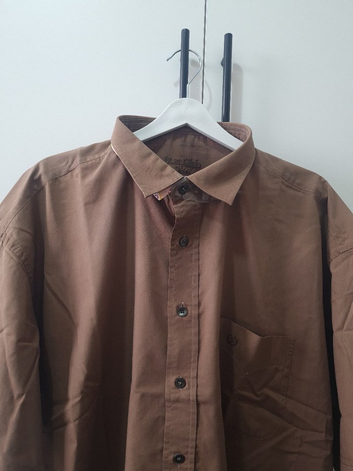 Düğmeli Kahverengi Kısa Kollu Erkek Gömlek - Görsel 3