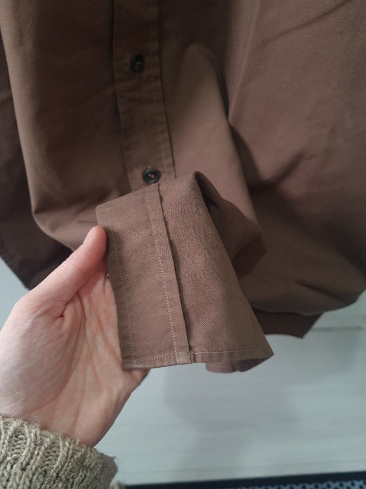 Düğmeli Kahverengi Kısa Kollu Erkek Gömlek - Görsel 5