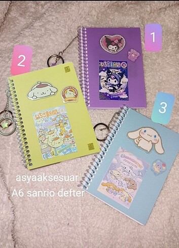 Sanrio defterler A6 boy pompompurin kuromi cinnamaroll 