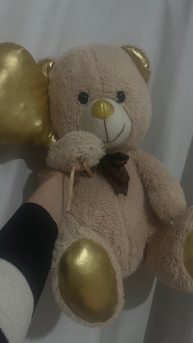 Altın Parlak Peluş Ayıcık - Görsel 2