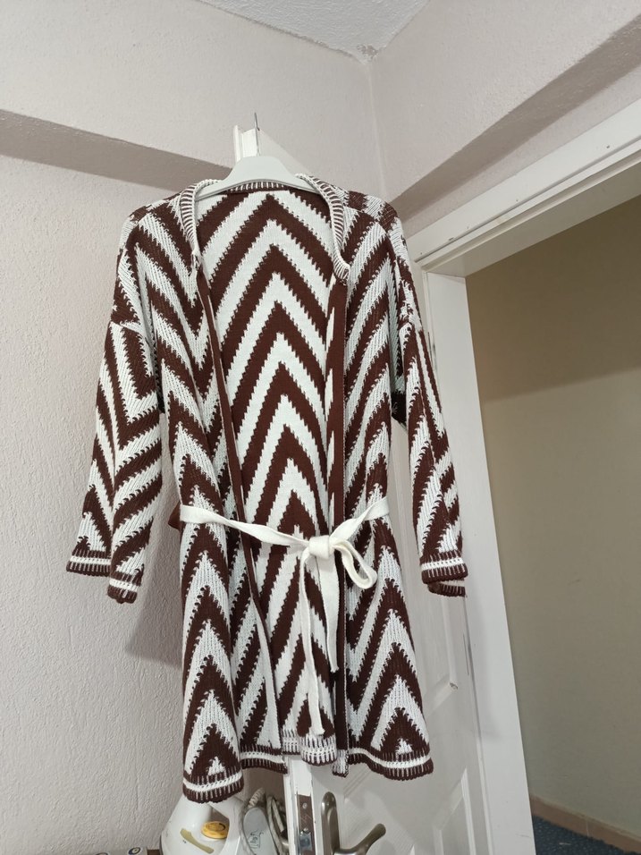 Bohem Zebra Desenli Kahverengi Ceket - Görsel 2