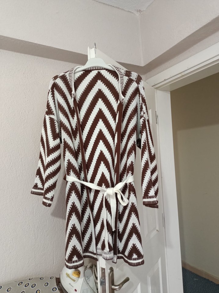 Bohem Zebra Desenli Kahverengi Ceket - Görsel 4