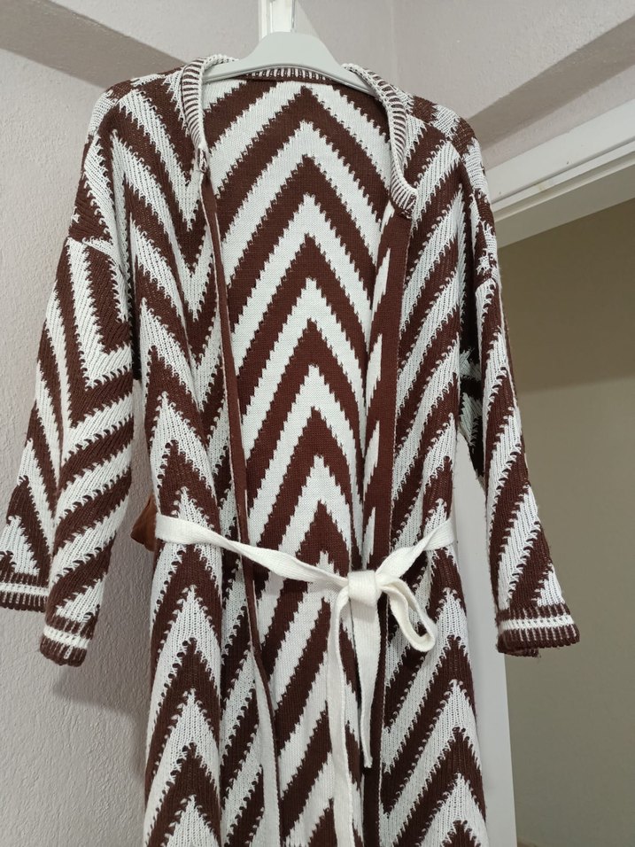 Bohem Zebra Desenli Kahverengi Ceket - Görsel 3