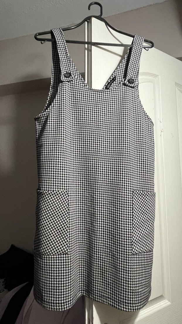 Gri Kareli Elbise - Görsel 4