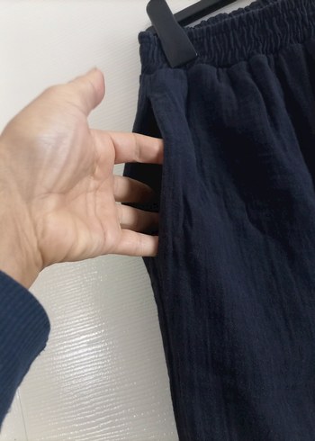 Diğer Lacivert Bol Kesim Keten Pantolon