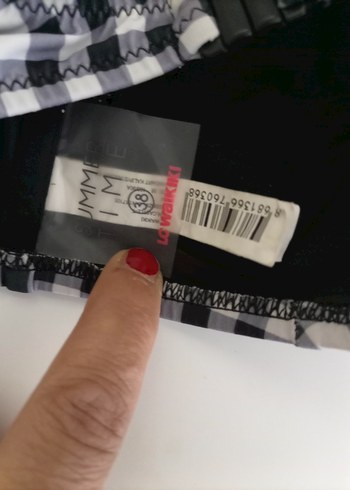 38 Beden beyaz Renk Damen Bikini Üstü Siyah Beyaz Kareli