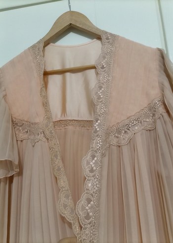 Bej Midi Vintage Bohem Kadın Sabahlık - Görsel 5