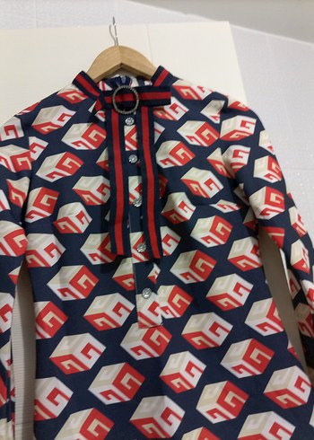 Uzun Kollu, Yüksek Yakalı Renkli Mini Elbise - Görsel 8