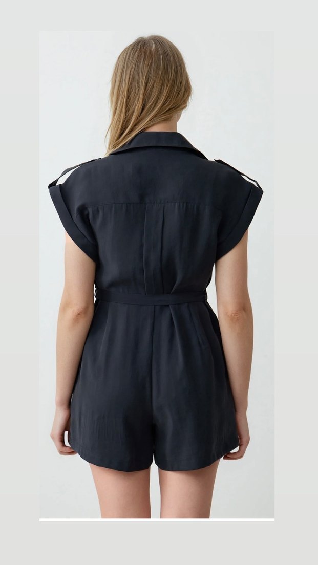 Kadın Kemerli Kısa Tulum - Görsel 2