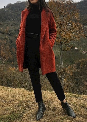 Kiremit rengi Kadın Kaban - Görsel 2