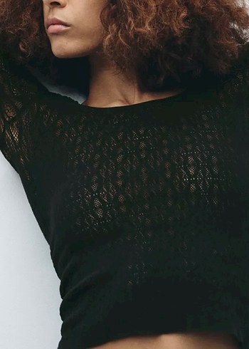 Zara Dantel Detaylı Siyah ZARA Top