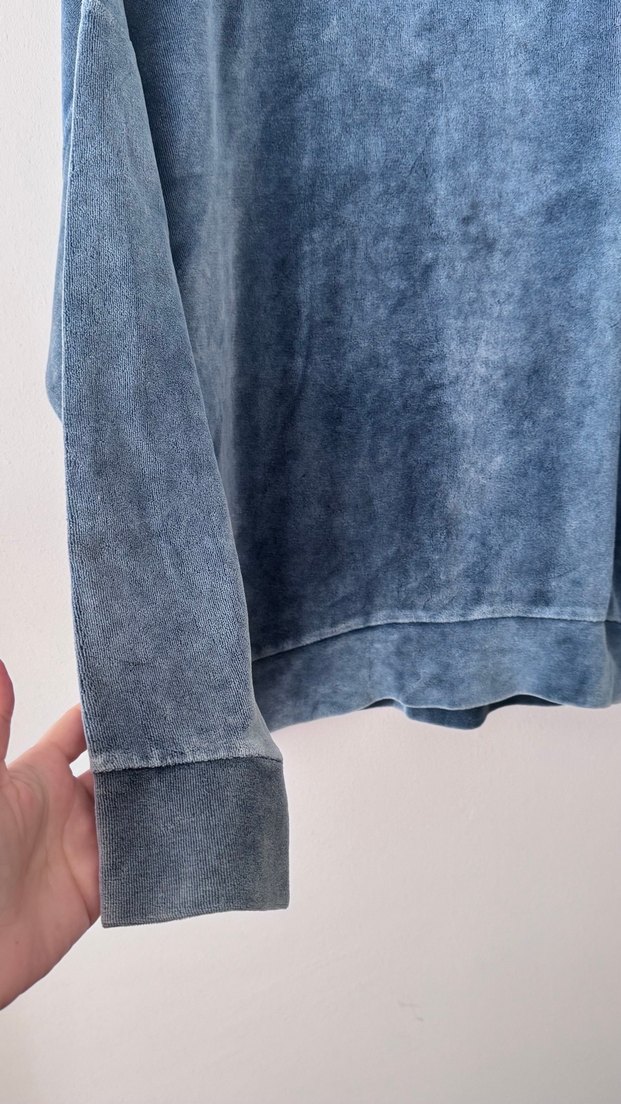 Kadın Mavi Denim Yüksek Yakalı Sweatshirt - Görsel 2