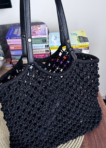 H&M Siyah Örgü Kadın Çanta - Görsel 5