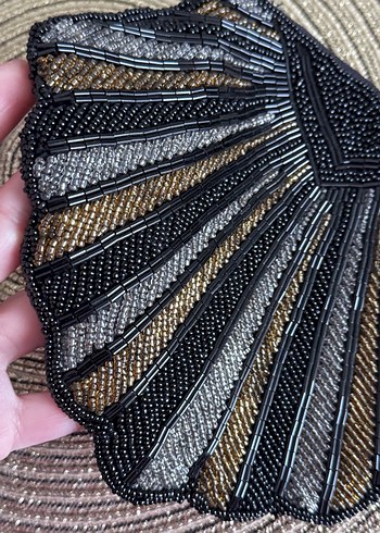 Boncuk İşlemeli Siyah Kadın Portföy Çanta - Görsel 3