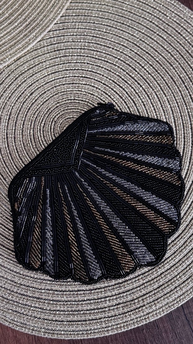 Boncuk İşlemeli Siyah Kadın Portföy Çanta - Görsel 2