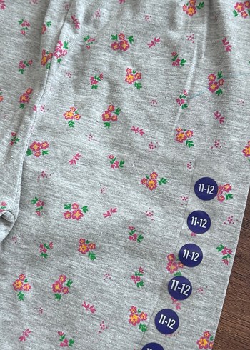 Çiçek Desenli Gri Kız Tayt - Görsel 2
