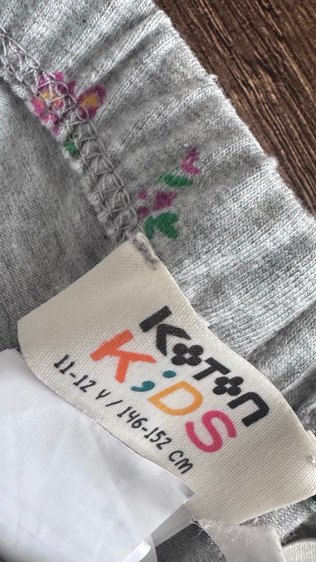 Çiçek Desenli Gri Kız Tayt - Görsel 3