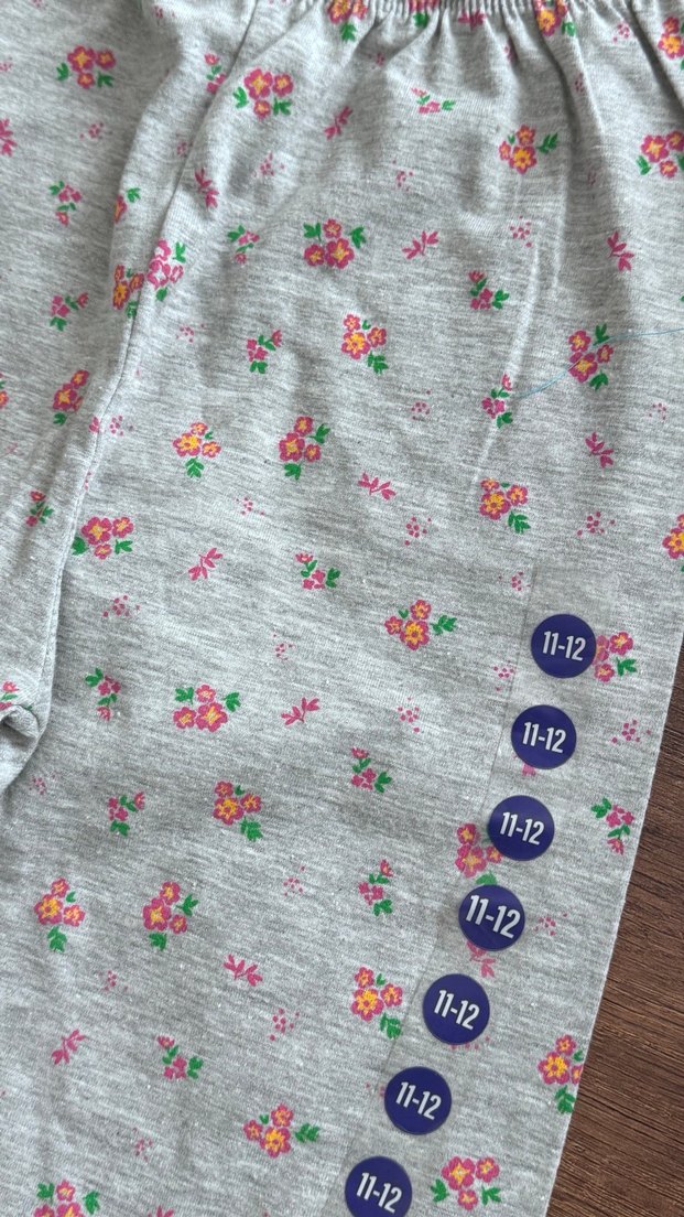 Çiçek Desenli Gri Kız Tayt - Görsel 2