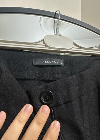 38 Beden siyah Renk Siyah Kemerli Kadın Kumaş Pantolon