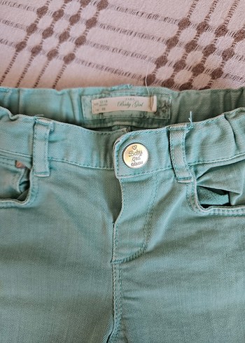 Zara Zara Orijinal kiz cocuk jean kot pantolon dar paça su yeşili
