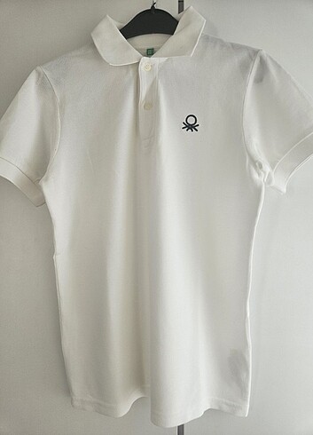 Benetton 10 11 yaş lakos polo yaka tişört beyaz