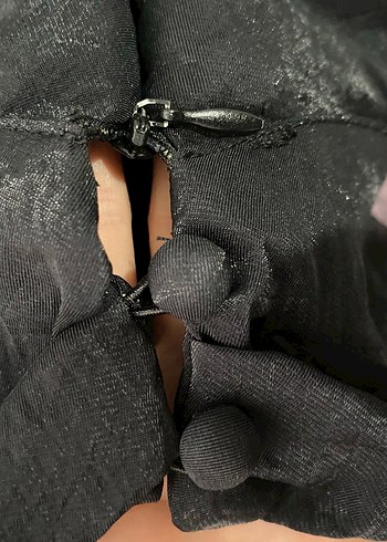 Hooopstore Uzun Kollu Drape bağlamalı shine siyah gömlek - Görsel 3