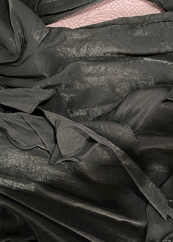 Hooopstore Uzun Kollu Drape bağlamalı shine siyah gömlek - Görsel 7