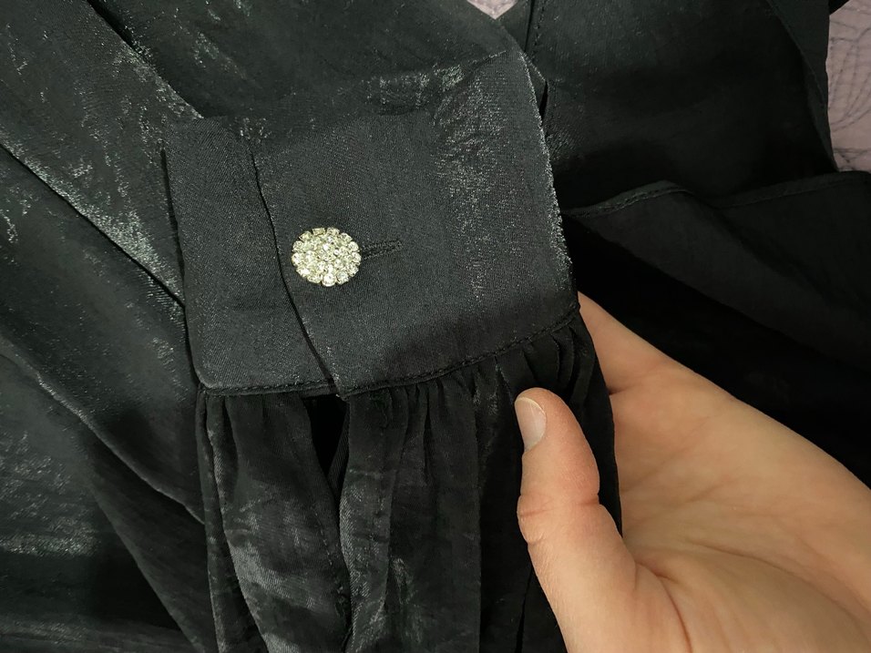 Hooopstore Uzun Kollu Drape bağlamalı shine siyah gömlek - Görsel 4