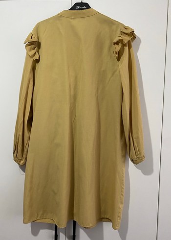 Uzun Kollu hardal yakası fırfırlı  Tunik - Görsel 2