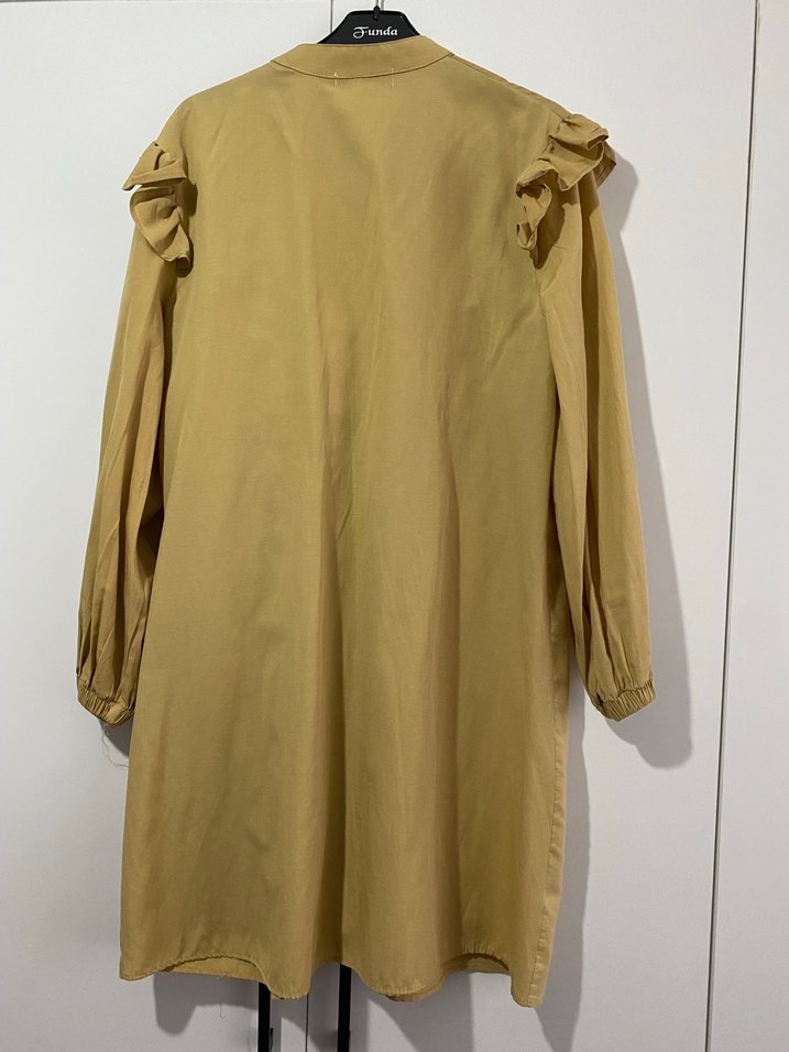 Uzun Kollu hardal yakası fırfırlı  Tunik - Görsel 2