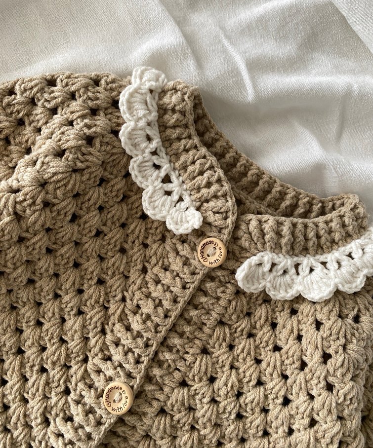 Yaka detaylı örgü bebek hırka 3 yaş - Görsel 3