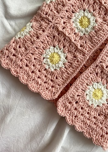 Papatya Motifli Bebek Yeleği 1 Yaş - Görsel 3