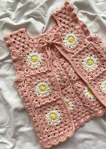 Papatya Motifli Bebek Yeleği 1 Yaş - Görsel 4