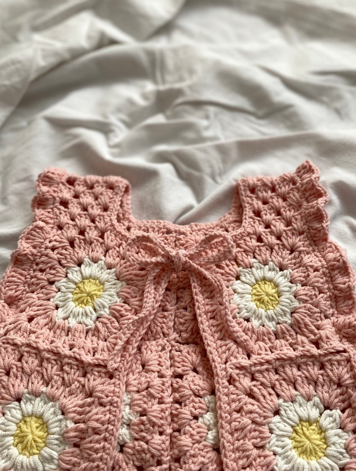 Papatya Motifli Bebek Yeleği 1 Yaş - Görsel 5