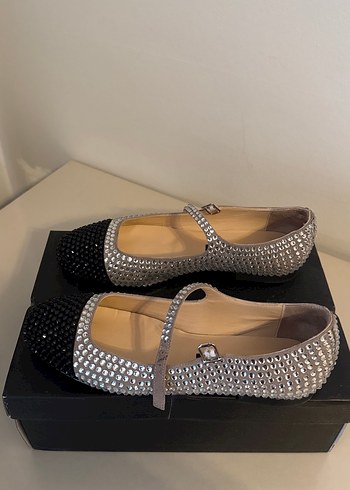 Simli Gri Siyah Kadın Babet - Görsel 2