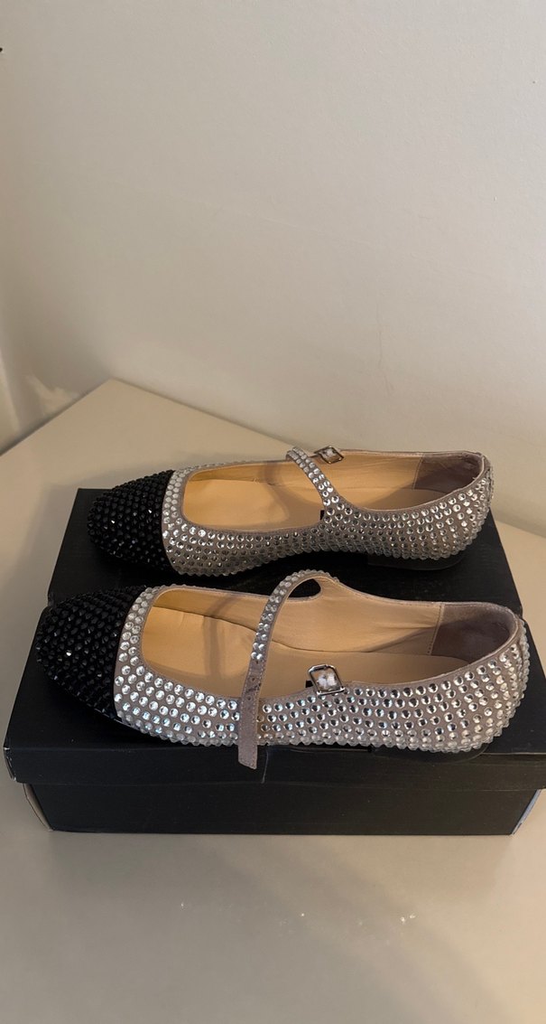 Simli Gri Siyah Kadın Babet - Görsel 2