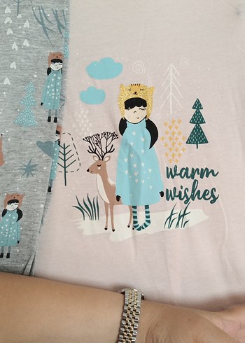 LC Waikiki Pembe Uzun Kollu Mini Baskılı Pijama Takımı