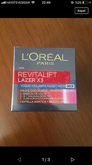 Lorealparis revitalift lazerx3 gece