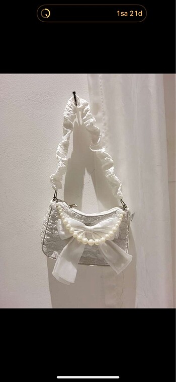 beyaz kurdeleli coquette çanta