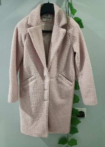 36 Beden, Pembe Uzun Peluş Kadın Kaban - Görsel 3