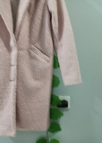 36 Beden, Pembe Uzun Peluş Kadın Kaban - Görsel 2