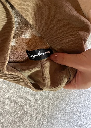 s Beden Bej Kadın Oversize Sweatshirt