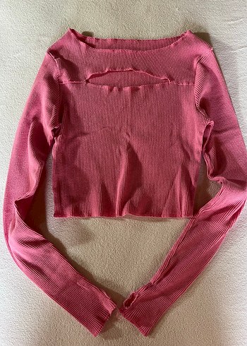 Pembe Uzun Kollu Triko Kadın Kazak