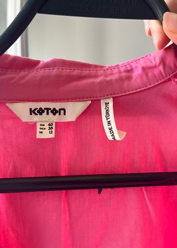 Koton Pembe Kısa Kollu Salaş Gömlek