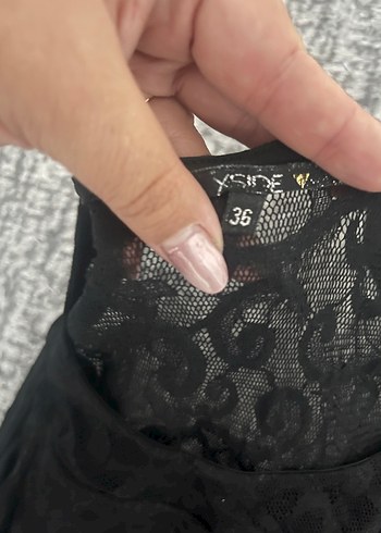 LC Waikiki Dantel Detaylı Siyah Midi Goth Elbise