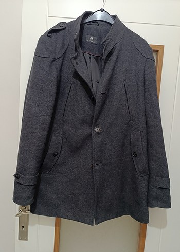 Gri Düğmeli Erkek Kaşe Kaban - Görsel 7