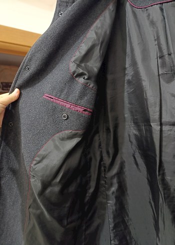 Gri Düğmeli Erkek Kaşe Kaban - Görsel 3