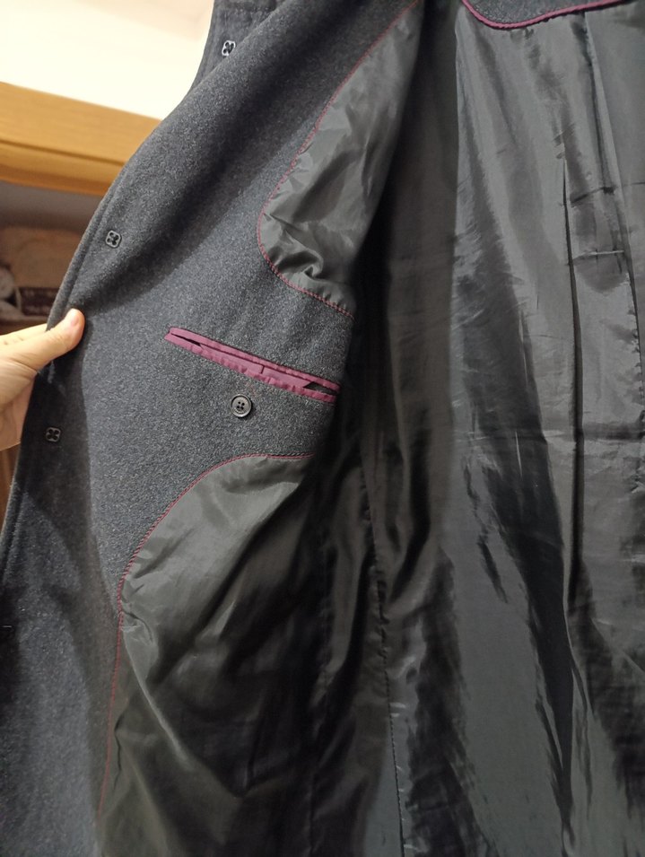 Gri Düğmeli Erkek Kaşe Kaban - Görsel 3