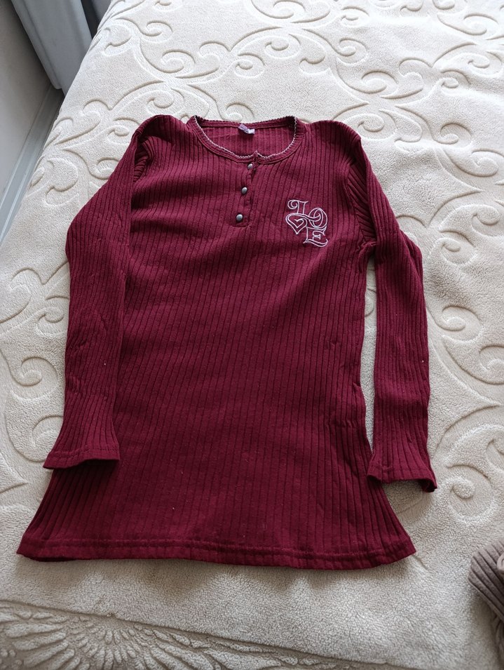 Bordo Düğmeli Hamile Triko Kazak - Görsel 2