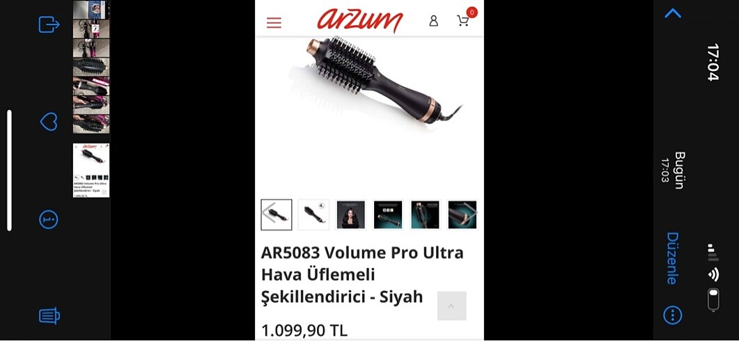 arzum volume pro ultra fön tarağı